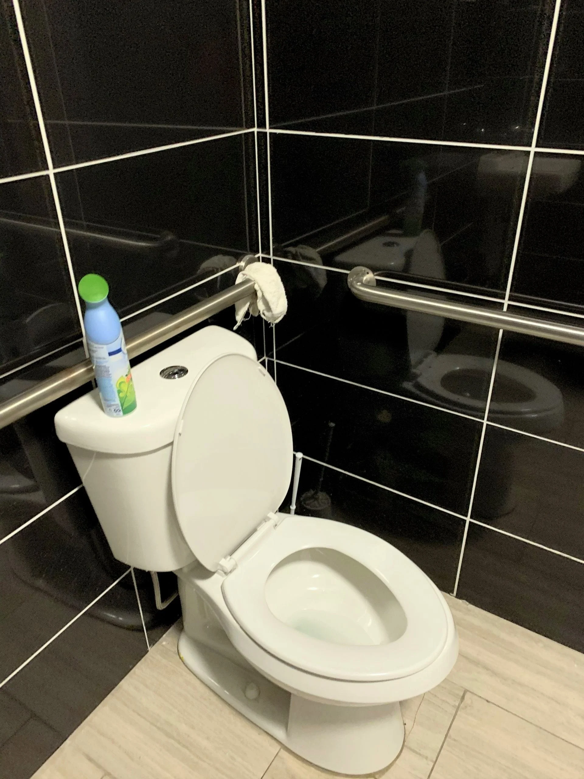 Trong restroom các cơ sở thương mại, phải có các thanh inox gắn vào tường tại khu vực bồn cầu, bồn rửa dành cho người khuyết tật. 